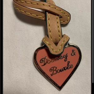 Dooney & Bourke Brass Heart Medallion On Vachetta Leather Cord Bag Charm